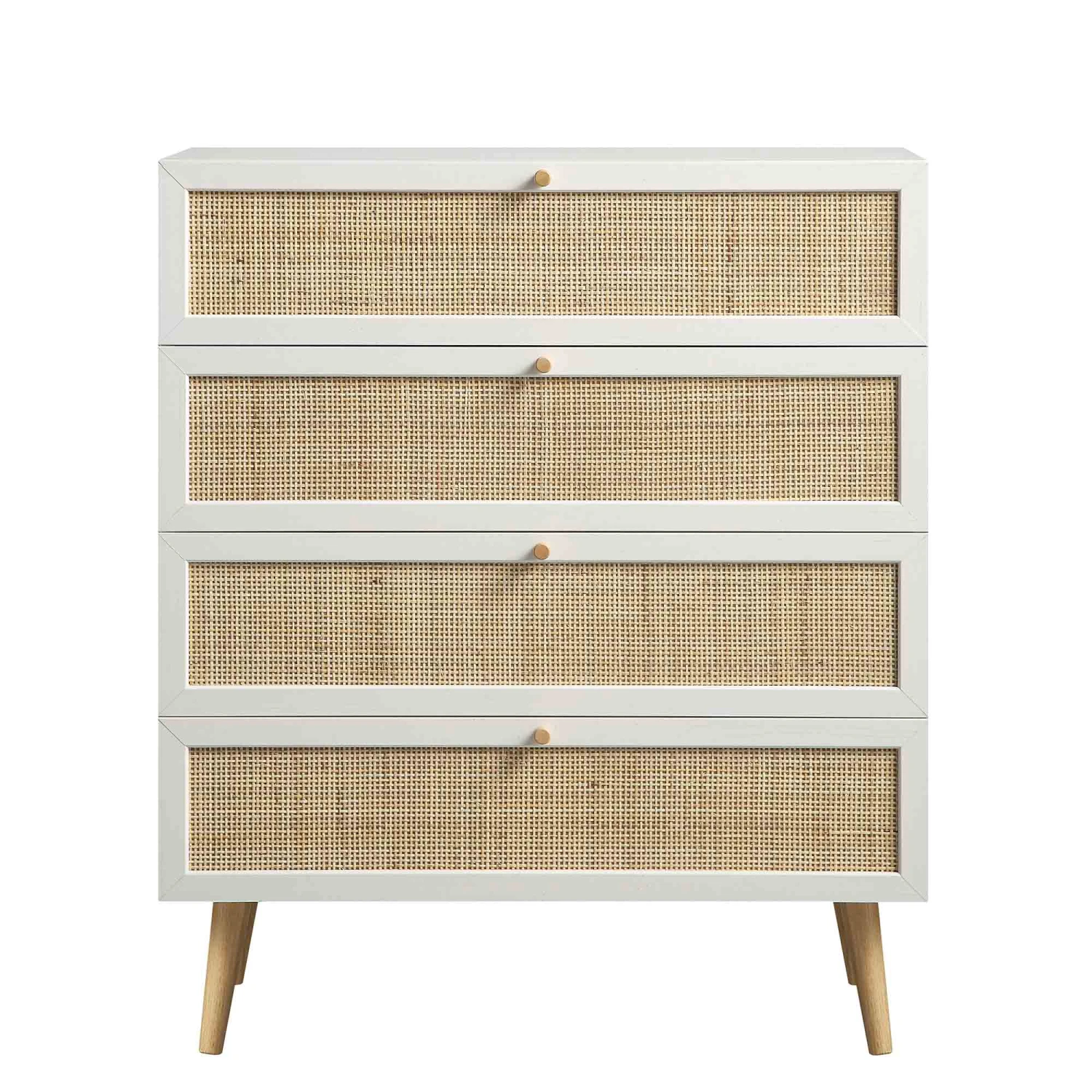 Frances Woven Rattan Tall Chest Of 4 Drawers, White 4 Frances Woven Rattan Tall Chest Of 4 Drawers, White - Image 4