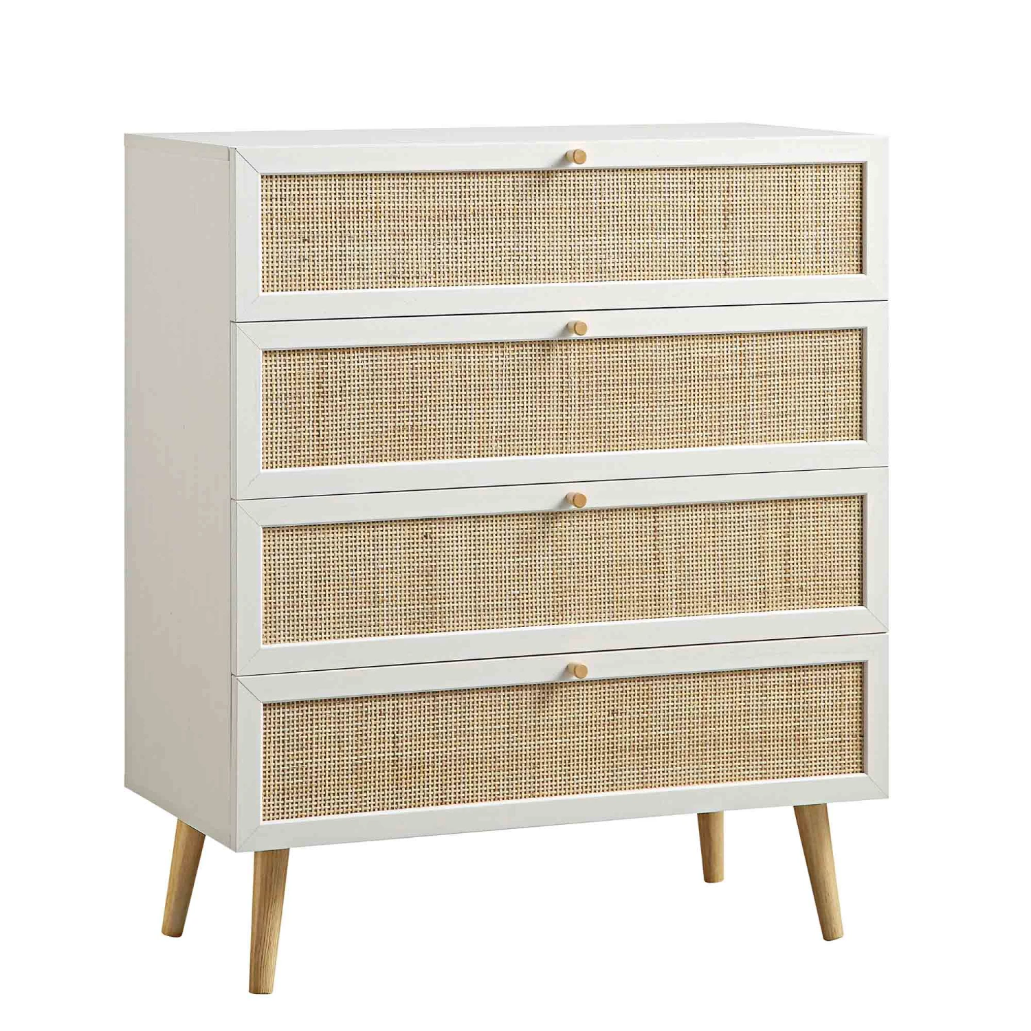 Frances Woven Rattan Tall Chest Of 4 Drawers, White 7 Frances Woven Rattan Tall Chest Of 4 Drawers, White - Image 7