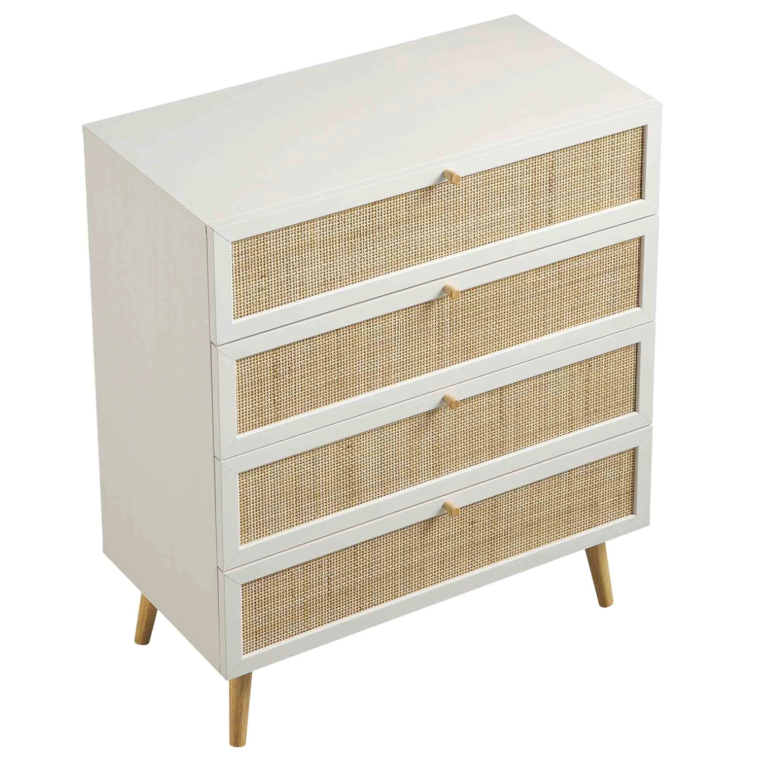 Frances Woven Rattan Tall Chest Of 4 Drawers, White 8 Frances Woven Rattan Tall Chest Of 4 Drawers, White - Image 8