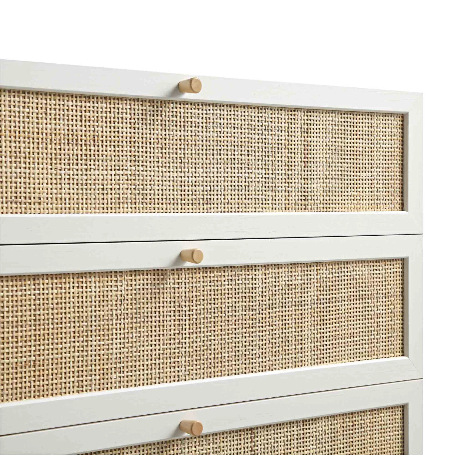 Frances Woven Rattan Tall Chest Of 4 Drawers, White 11 Frances Woven Rattan Tall Chest Of 4 Drawers, White - Image 11