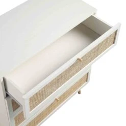 Frances Woven Rattan Tall Chest Of 4 Drawers, White 25 Frances Woven Rattan Tall Chest Of 4 Drawers, White -Daals FT COD 04 WHITE detail2