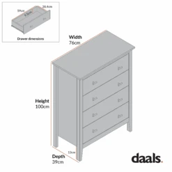 Oakham Chest Of 4 Drawers, Olive Grove -Daals FT COD 07 CHART