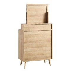 Frances Woven Rattan Tall Vanity Chest With Mirror, Natural -Daals FT COD MIRR 04 NAT WB5