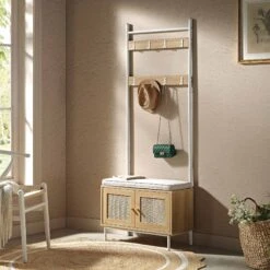 Frances Woven Hallway Unit With Cushion, Natural
