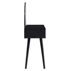 Frances Woven Rattan Dressing Table With Mirror, Black 18 Frances Woven Rattan Dressing Table With Mirror, Black -Daals FT DRTA 01 BLACK WB4