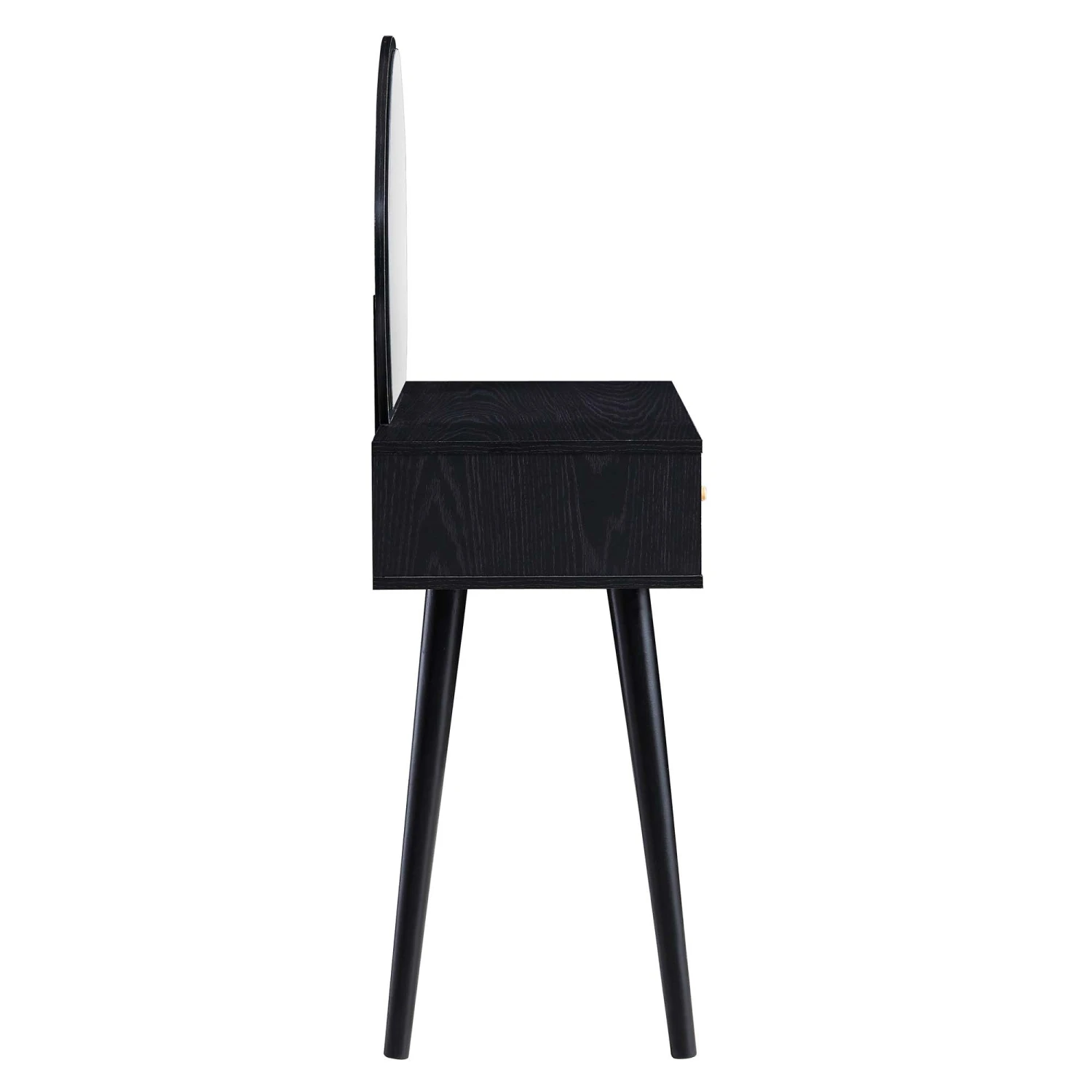 Frances Woven Rattan Dressing Table With Mirror, Black 7 Frances Woven Rattan Dressing Table With Mirror, Black - Image 7