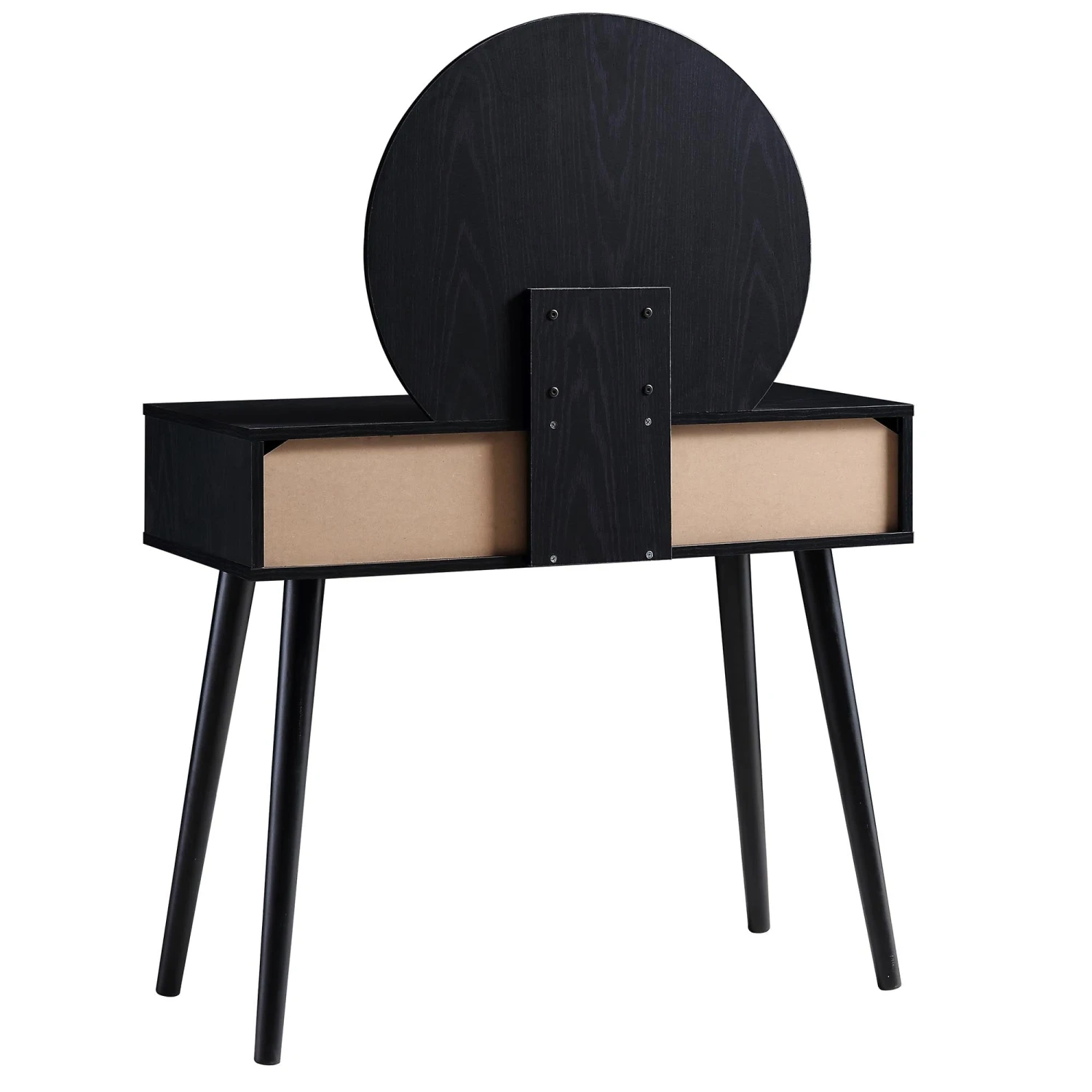 Frances Woven Rattan Dressing Table With Mirror, Black 8 Frances Woven Rattan Dressing Table With Mirror, Black - Image 8