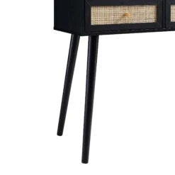 Frances Woven Rattan Dressing Table With Mirror, Black 21 Frances Woven Rattan Dressing Table With Mirror, Black -Daals FT DRTA 01 BLACK detail2