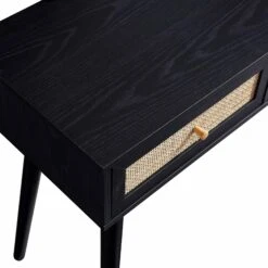 Frances Woven Rattan Dressing Table With Mirror, Black 22 Frances Woven Rattan Dressing Table With Mirror, Black -Daals FT DRTA 01 BLACK detail3