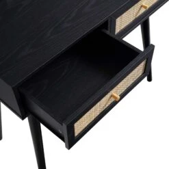 Frances Woven Rattan Dressing Table With Mirror, Black 23 Frances Woven Rattan Dressing Table With Mirror, Black -Daals FT DRTA 01 BLACK detail4