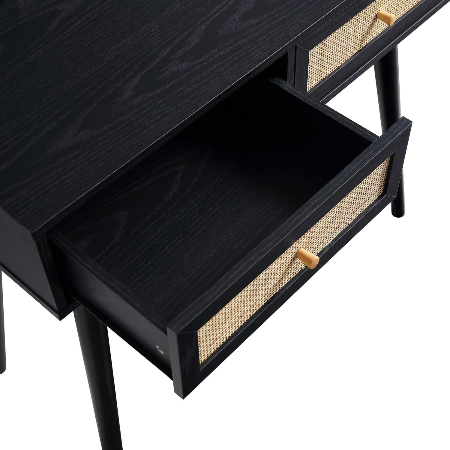 Frances Woven Rattan Dressing Table With Mirror, Black 12 Frances Woven Rattan Dressing Table With Mirror, Black - Image 12