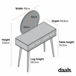 Frances Woven Rattan Dressing Table With Mirror, Natural 16 Frances Woven Rattan Dressing Table With Mirror, Natural -Daals FT DRTA 01 CHART 2