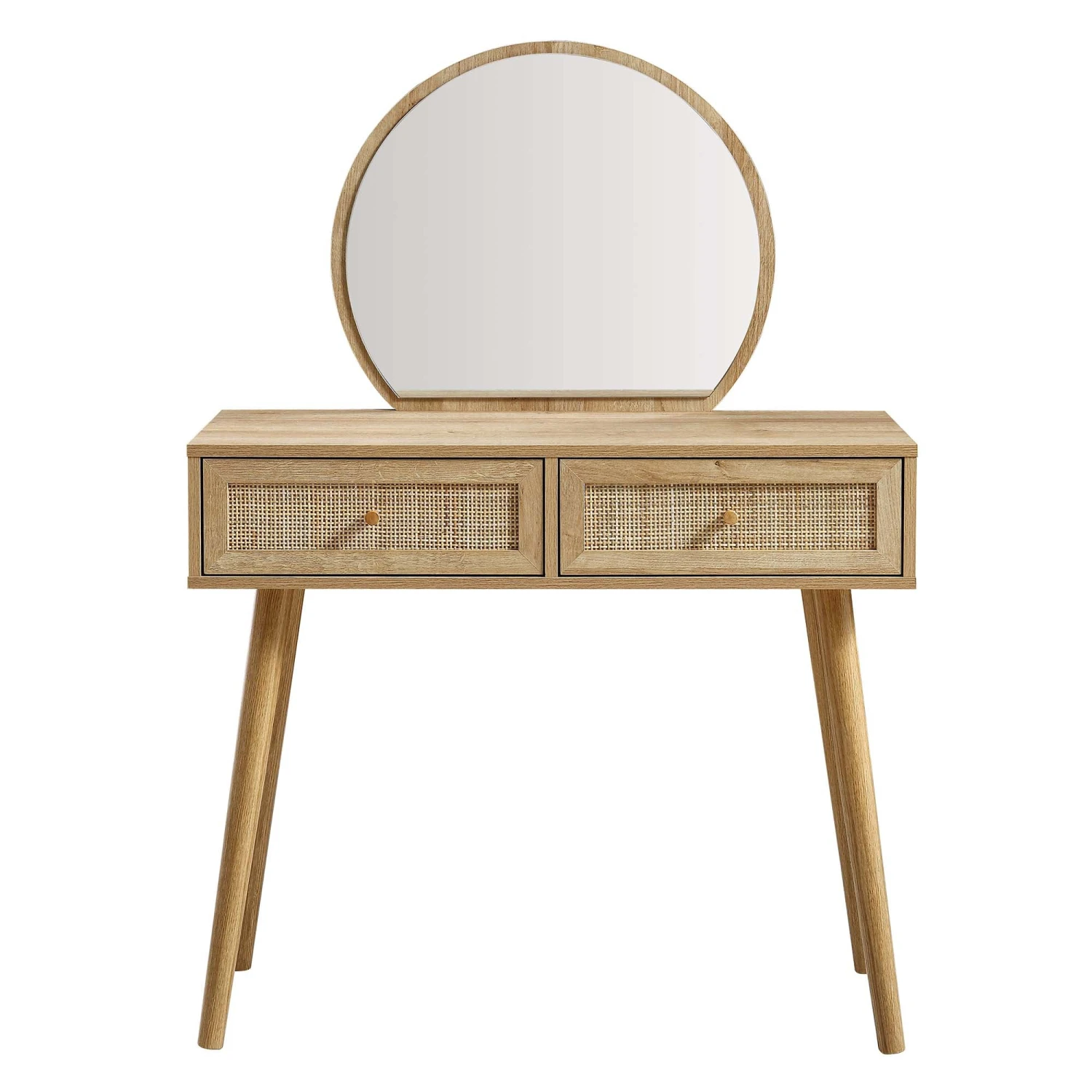 Frances Woven Rattan Dressing Table With Mirror, Natural 3 Frances Woven Rattan Dressing Table With Mirror, Natural - Image 3