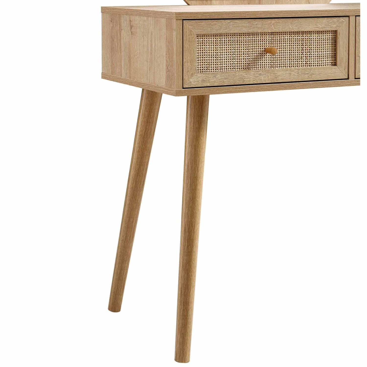 Frances Woven Rattan Dressing Table With Mirror, Natural 9 Frances Woven Rattan Dressing Table With Mirror, Natural - Image 9