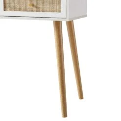 Frances Woven Rattan Dressing Table With Mirror, White -Daals FT DRTA 01 WHITE detail3