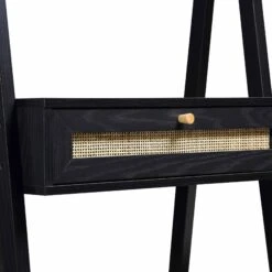 Frances Woven Rattan Standing Dressing Table With Mirror, Black -Daals FT DRTA 02 BLACK detail1