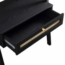 Frances Woven Rattan Standing Dressing Table With Mirror, Black -Daals FT DRTA 02 BLACK detail2