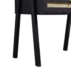 Frances Woven Rattan Standing Dressing Table With Mirror, Black -Daals FT DRTA 02 BLACK detail3