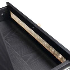 Frances Woven Rattan Standing Dressing Table With Mirror, Black -Daals FT DRTA 02 BLACK detail4