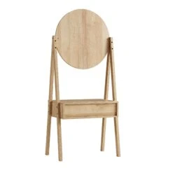 Frances Woven Rattan Standing Dressing Table With Mirror, Natural -Daals FT DRTA 02 NAT WB5