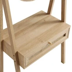 Frances Woven Rattan Standing Dressing Table With Mirror, Natural -Daals FT DRTA 02 NAT detail1