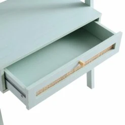 Frances Woven Rattan Standing Dressing Table With Mirror, Mint -Daals FT DRTA 02 SAGE detail4