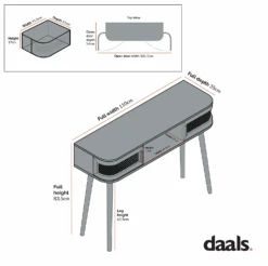 Izzy Curved Rattan 2-Door Table, Walnut -Daals FT DSK 03 CHART