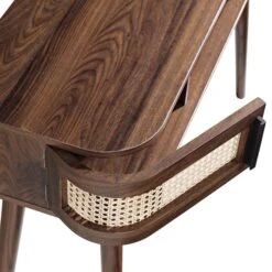 Izzy Curved Rattan 2-Door Table, Walnut -Daals FT DSK 03 WALN detail1