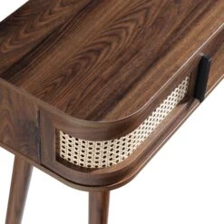 Izzy Curved Rattan 2-Door Table, Walnut -Daals FT DSK 03 WALN detail3