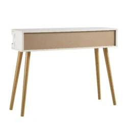 Izzy Curved Rattan 2-Door Table, White -Daals FT DSK 03 WHITE WB4