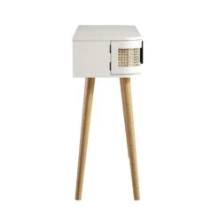 Izzy Curved Rattan 2-Door Table, White -Daals FT DSK 03 WHITE WB6