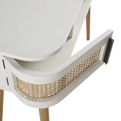 Izzy Curved Rattan 2-Door Table, White -Daals FT DSK 03 WHITE detail1