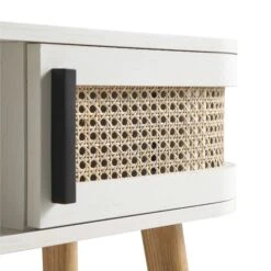 Izzy Curved Rattan 2-Door Table, White -Daals FT DSK 03 WHITE detail2