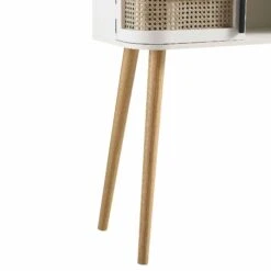 Izzy Curved Rattan 2-Door Table, White -Daals FT DSK 03 WHITE detail3