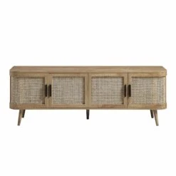 Izzy Curved Rattan 160cm Wide TV Unit, Natural -Daals FT LGTV 04 NAT WB1