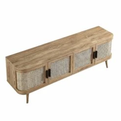 Izzy Curved Rattan 160cm Wide TV Unit, Natural -Daals FT LGTV 04 NAT WB6