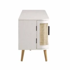 Izzy Curved Rattan 160cm Wide TV Unit, White -Daals FT LGTV 04 WHITE WB5