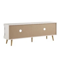 Izzy Curved Rattan 160cm Wide TV Unit, White -Daals FT LGTV 04 WHITE WB6