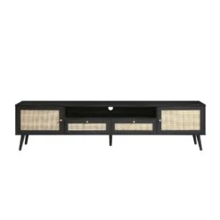 Frances Woven Rattan 200cm Wide TV Unit, Black -Daals FT LGTV 06 BLACK WB1