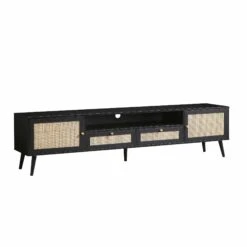 Frances Woven Rattan 200cm Wide TV Unit, Black -Daals FT LGTV 06 BLACK WB2
