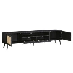 Frances Woven Rattan 200cm Wide TV Unit, Black -Daals FT LGTV 06 BLACK WB3