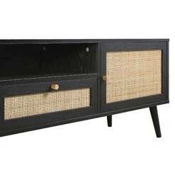 Frances Woven Rattan 200cm Wide TV Unit, Black -Daals FT LGTV 06 BLACK detail1