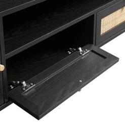 Frances Woven Rattan 200cm Wide TV Unit, Black -Daals FT LGTV 06 BLACK detail3