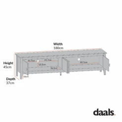 Oakham 180cm Wide TV Unit, Deep Greige -Daals FT LGTV 07 CHART 1