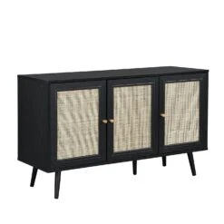 Frances Woven Rattan 3-Door Sideboard, Black 11 Frances Woven Rattan 3-Door Sideboard, Black -Daals FT SB 001 BLACK WB1