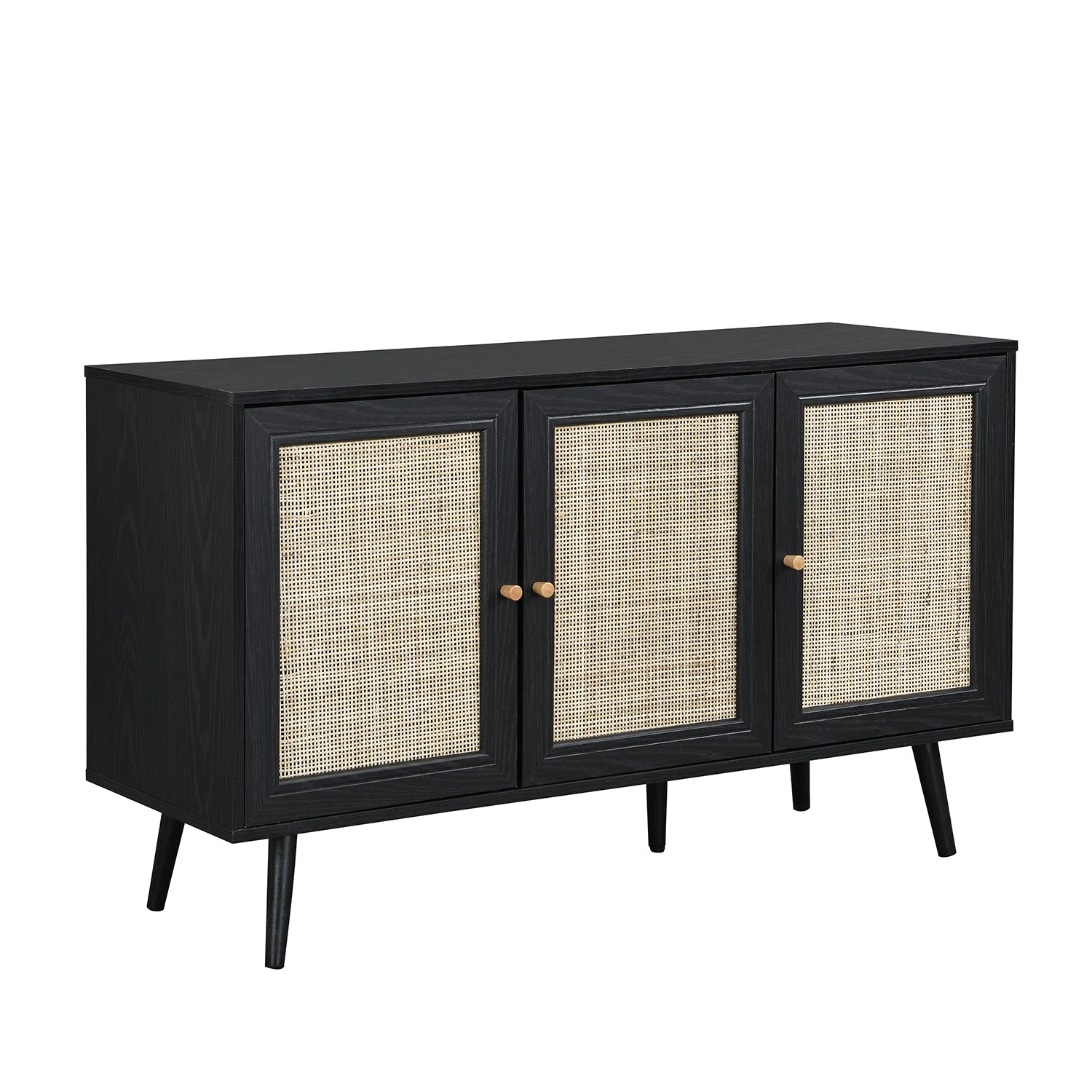 Frances Woven Rattan 3-Door Sideboard, Black 3 Frances Woven Rattan 3-Door Sideboard, Black - Image 3