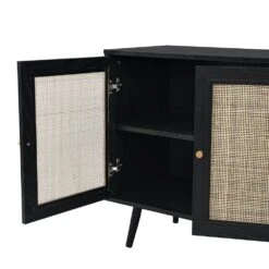 Frances Woven Rattan 3-Door Sideboard, Black 16 Frances Woven Rattan 3-Door Sideboard, Black -Daals FT SB 001 BLACK detail2