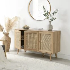 Frances Woven Rattan 3-Door Sideboard, Natural -Daals FT SB 001 NATURAL scene2