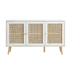 Frances Woven Rattan 3-Door Sideboard, White -Daals FT SB 001 WHITE WB1