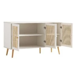 Frances Woven Rattan 3-Door Sideboard, White -Daals FT SB 001 WHITE WB3